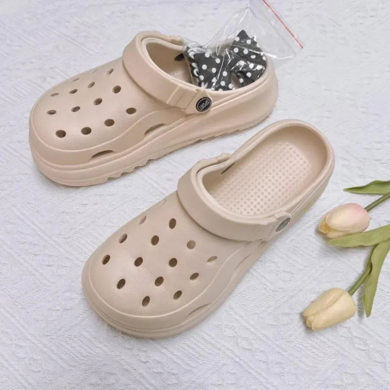 Women's Clogs – New Fashion Slippers with Cute DIY Bows, Outdoor Beach Slides for Girls
