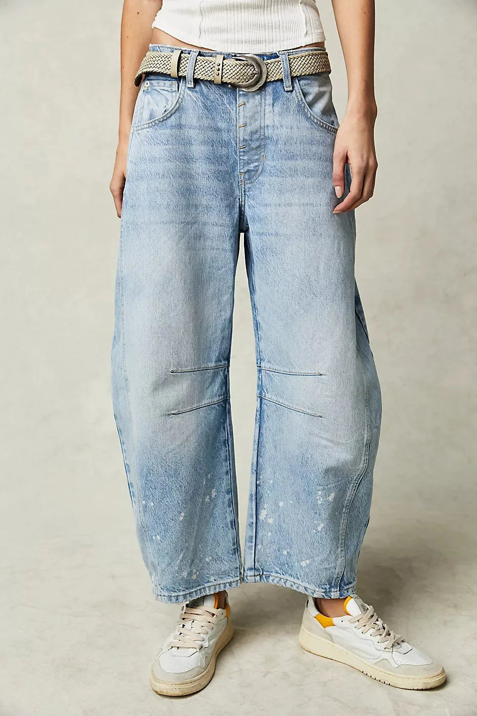 Washed Wide-Leg Jeans for Women – High-Waist, Vintage, Loose Fit, Ankle Length,