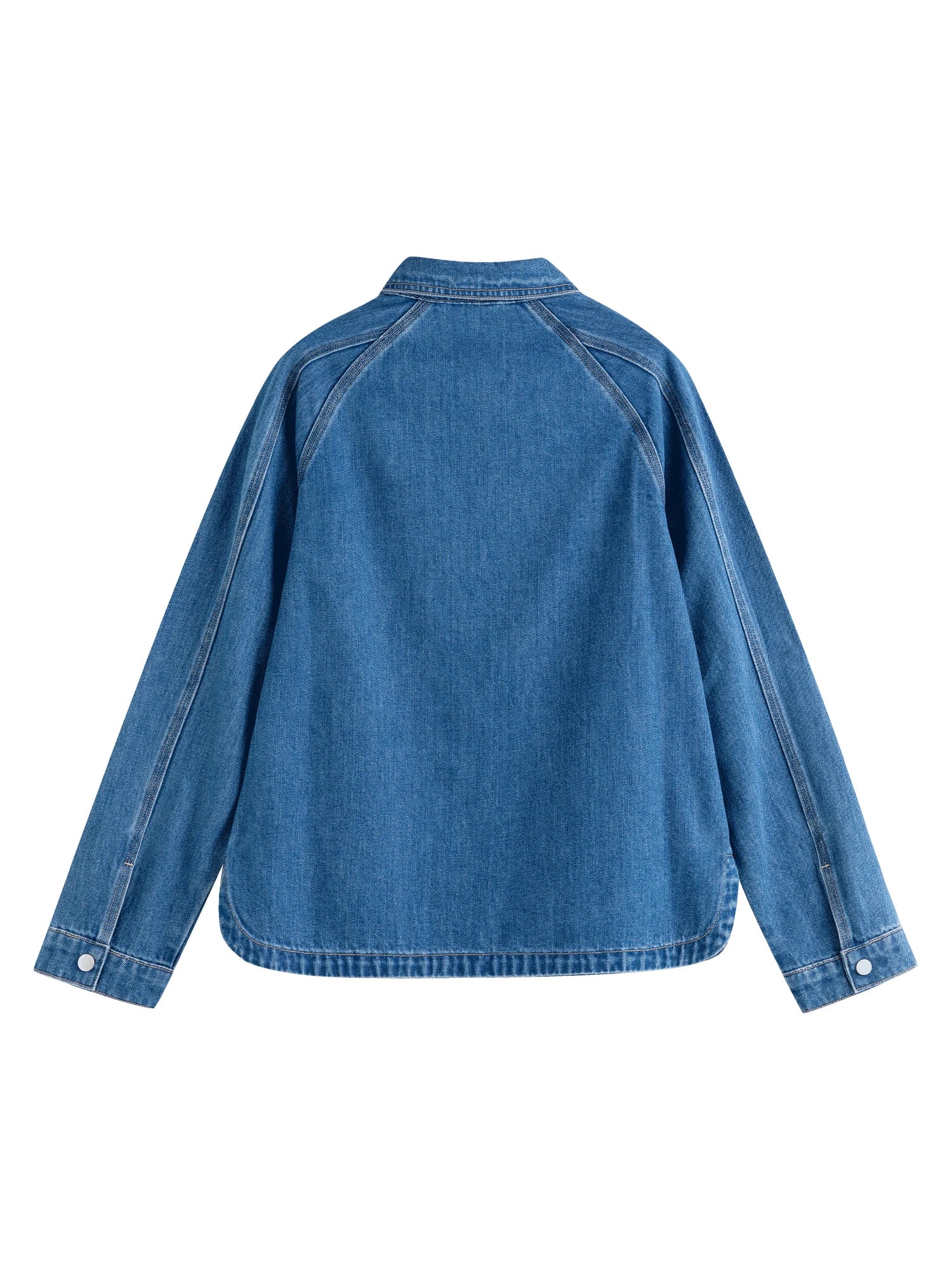 ZIQIAO Women's Loose Denim Shirt, Blue, Long Sleeve,