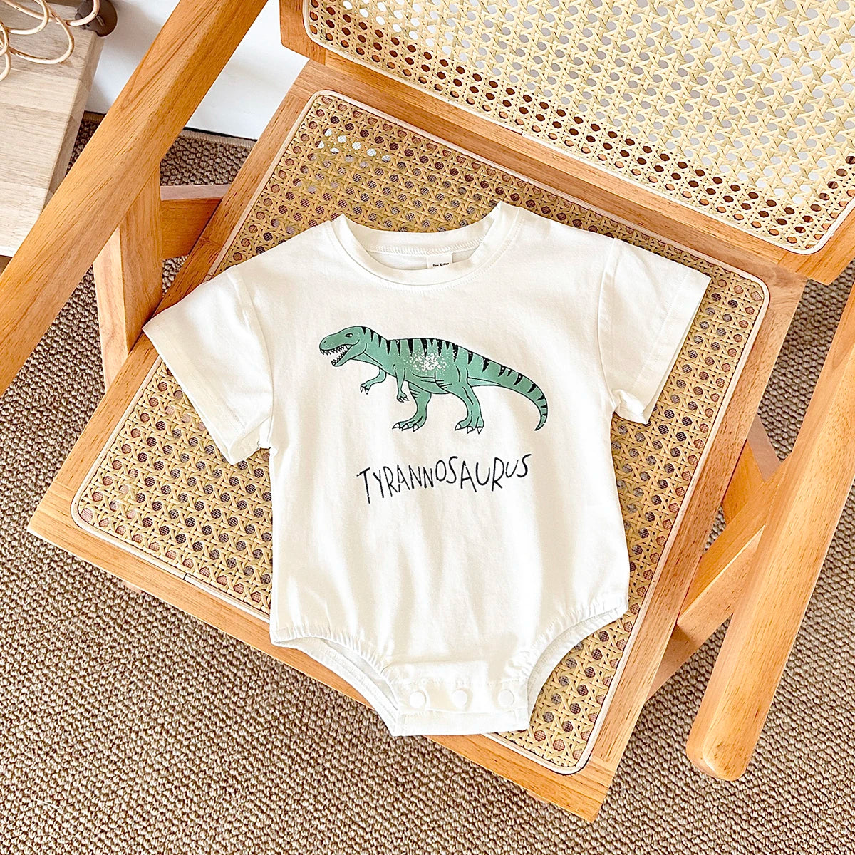Summer Baby Romper: Cotton Dinosaur Print Bodysuit for 0–18M Boys & Girls