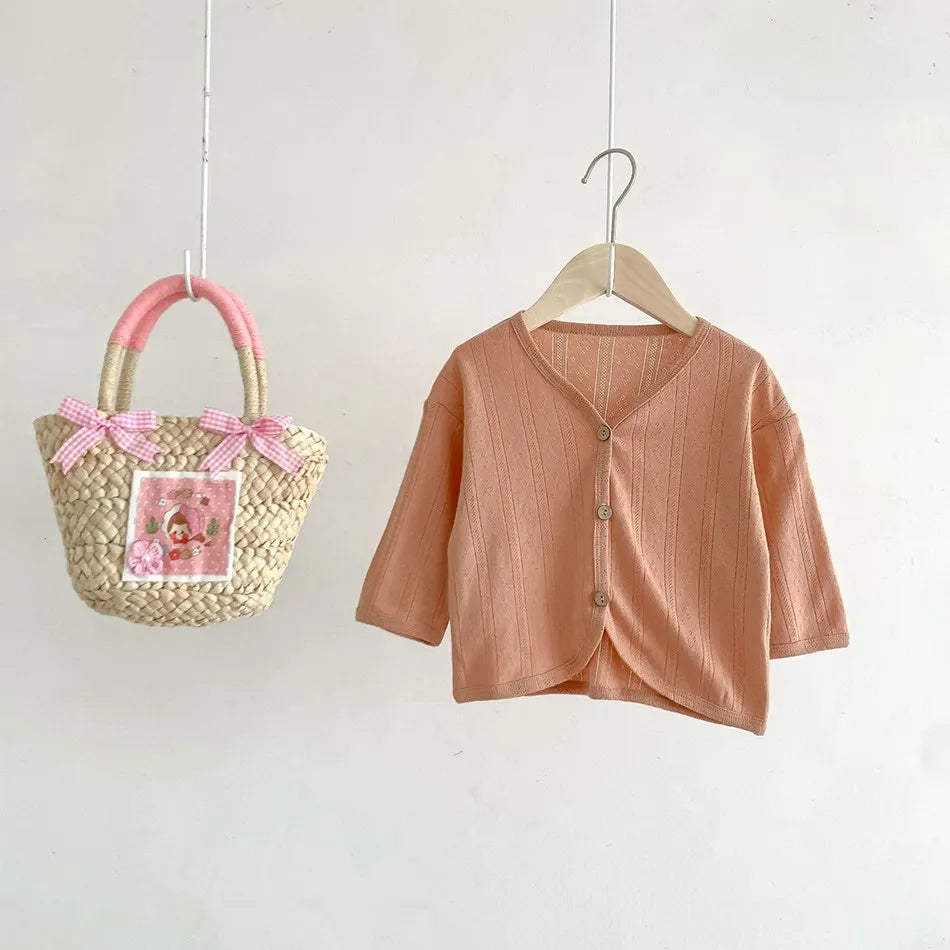 Korean Cardigan Toddler Coat: Solid Color Button-Down Outerwear for Boys & Girls