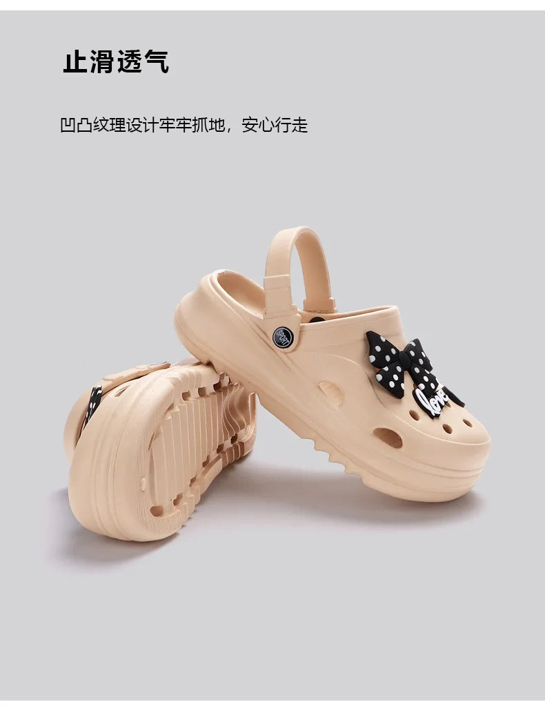 Women's Clogs – New Fashion Slippers with Cute DIY Bows, Outdoor Beach Slides for Girls