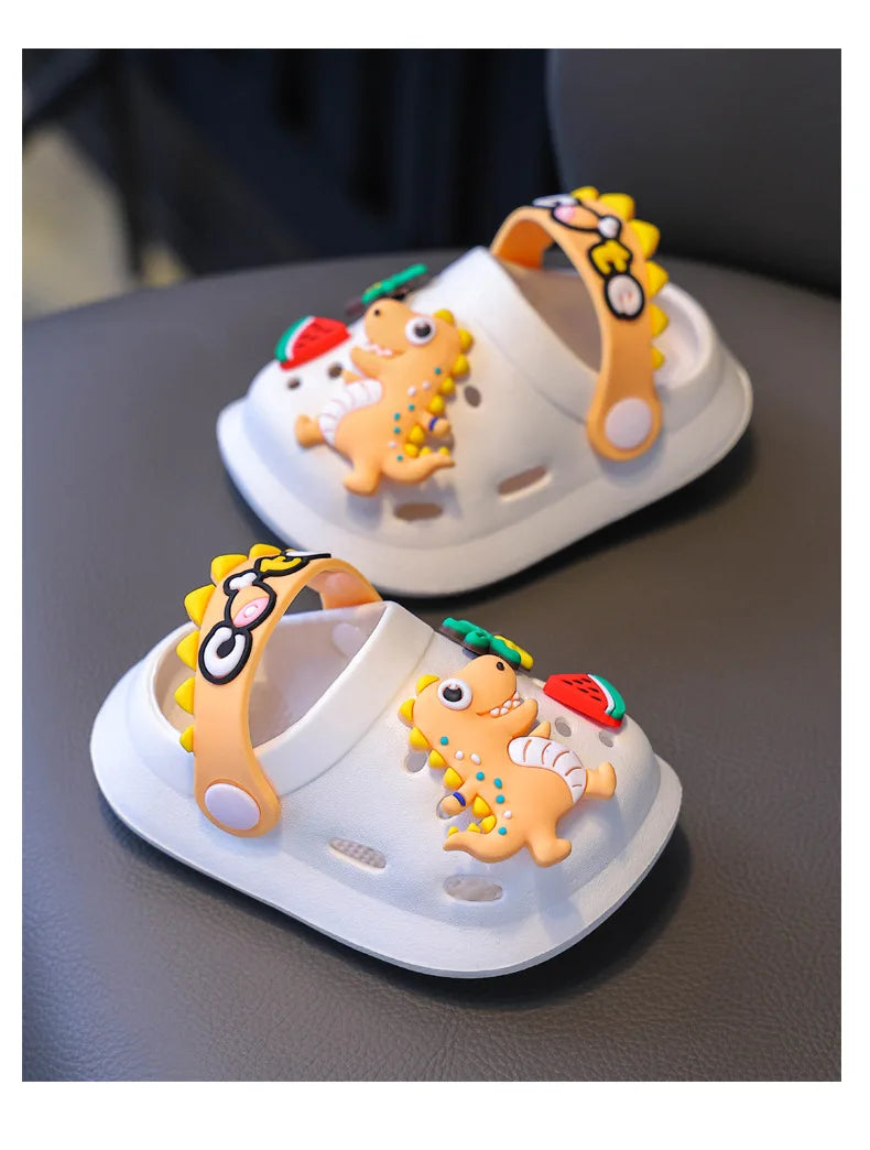 Kids' Summer Slippers – Dinosaur DIY Sandals, Soft Anti-Skid Beach Shoes