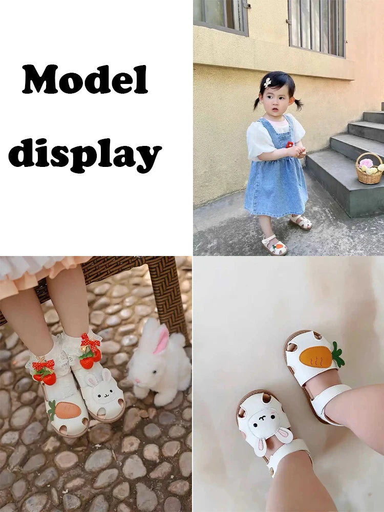 Kids Beach Shoes – Cute Cartoon Sandals for Girls, Closed Toe, Summer, Size 16–30