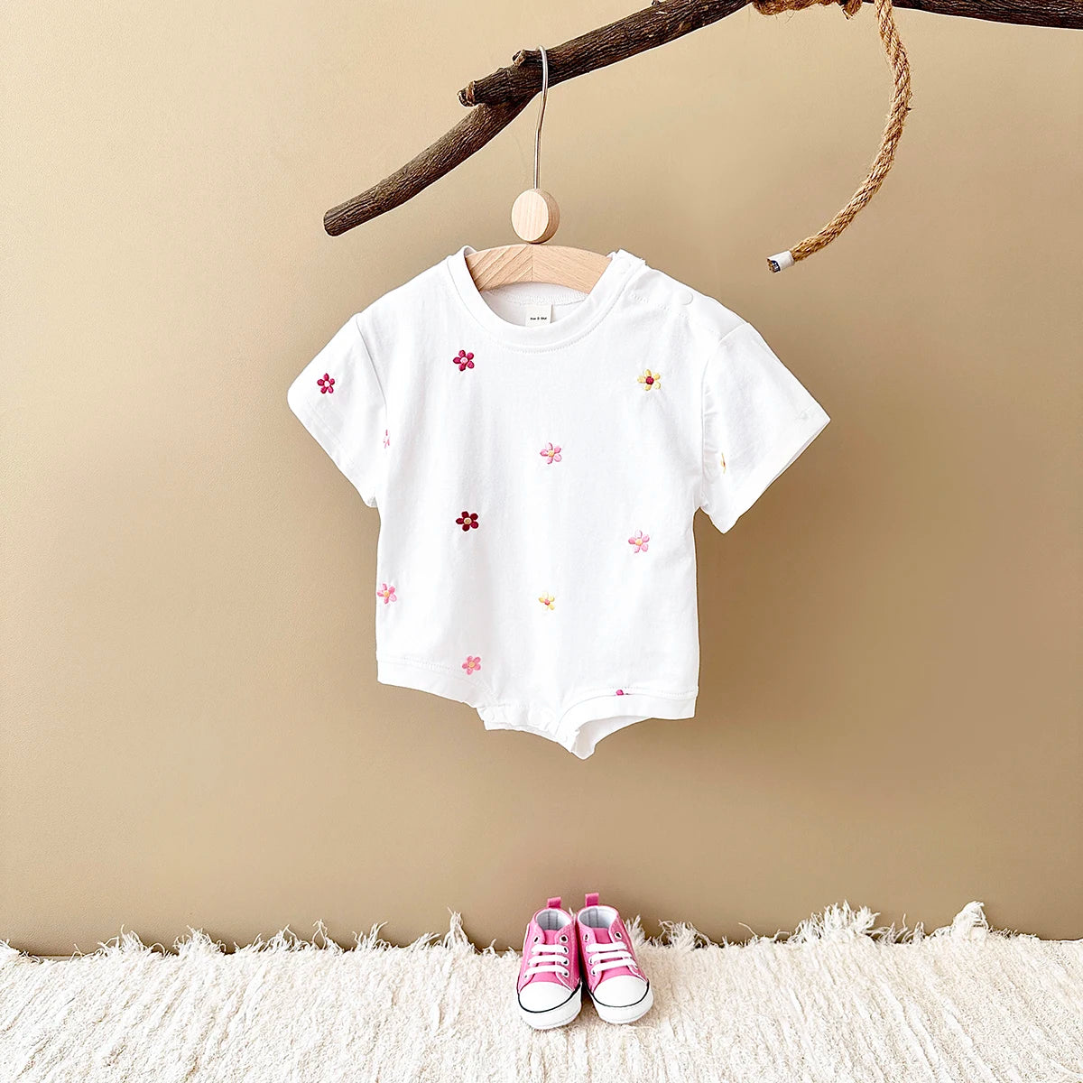 Summer Baby Romper: Floral Print Cotton Bodysuit for Girls (0-18M)