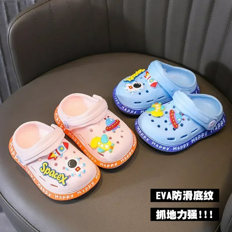 Kids' Cartoon DIY Sandals – Anti-Skid Beach Shoes for Boys & Girls