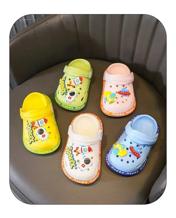 Kids' Cartoon DIY Sandals – Anti-Skid Beach Shoes for Boys & Girls