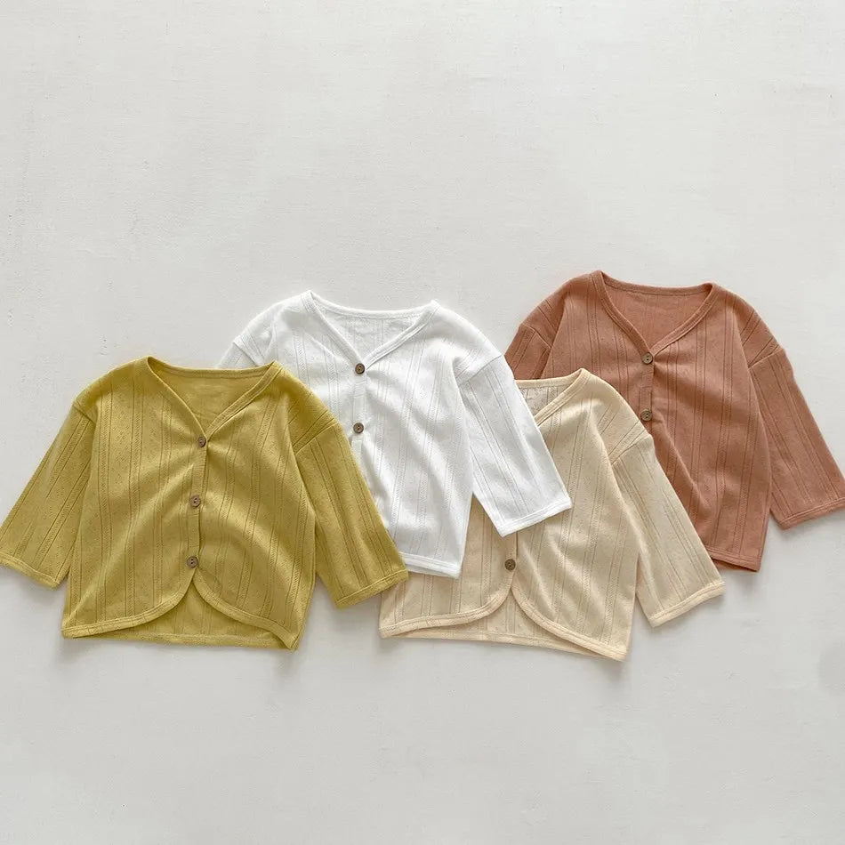 Korean Cardigan Toddler Coat: Solid Color Button-Down Outerwear for Boys & Girls