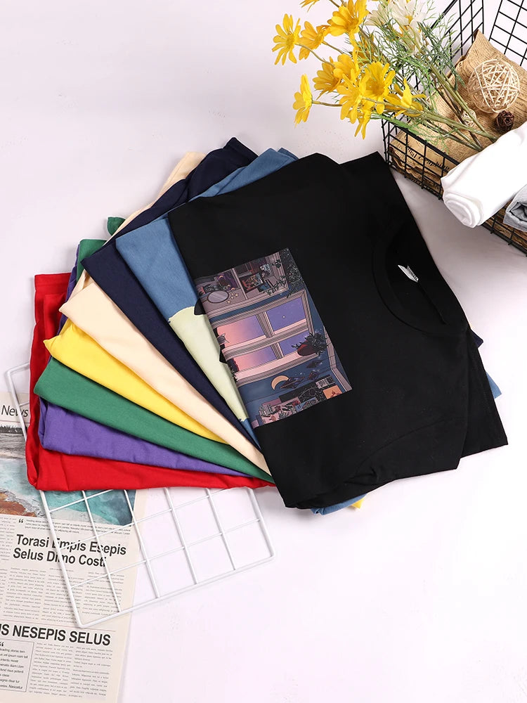 Women’s Oversized T-Shirt – Cool Letter Print, Casual Round Neck Tee