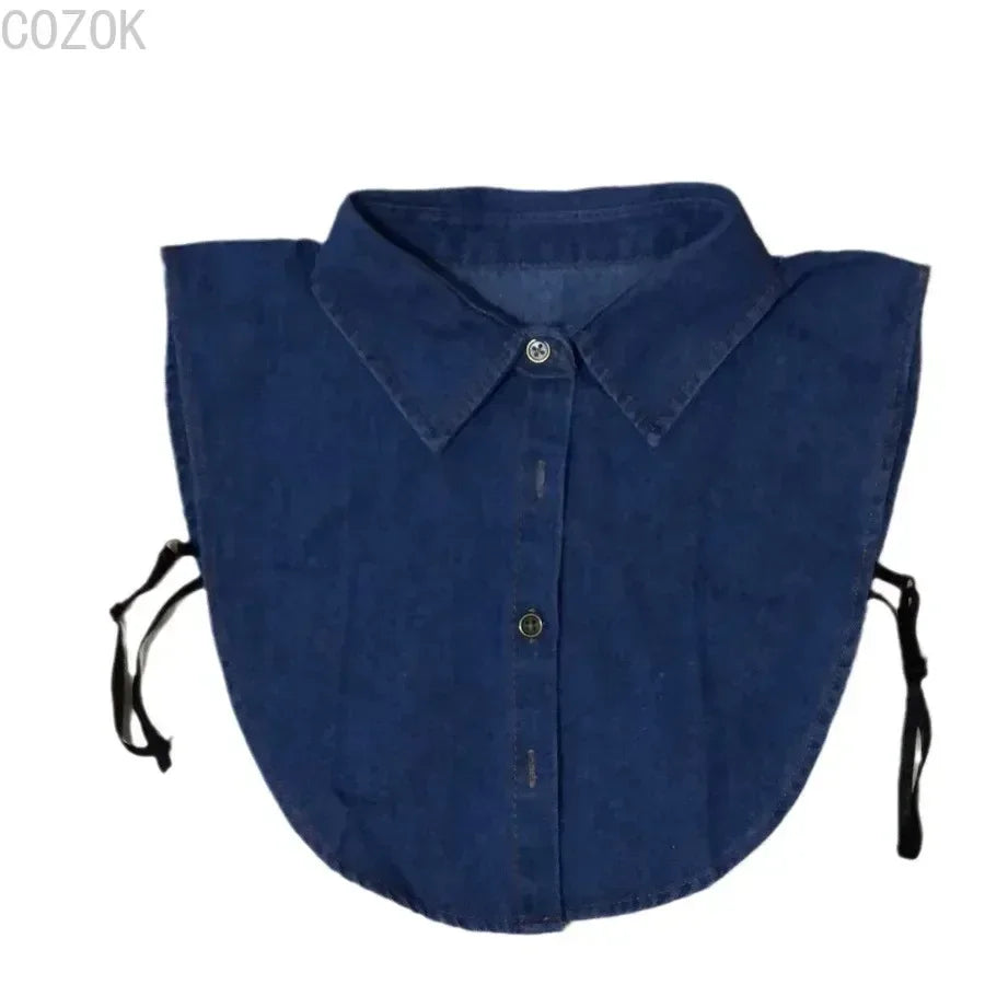 Vintage Detachable Denim Shirt Collar – Women's Faux Lapel Accessory