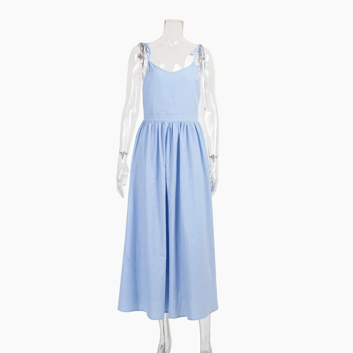 Backless Pleated Halter Dress – Summer Casual Beach Vacation