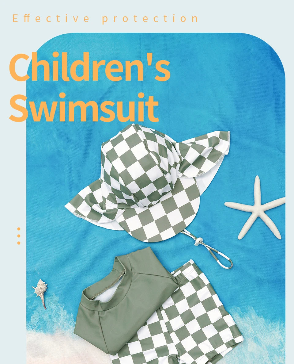 Elinfant Long Sleeve Baby Girls Swimwear: Summer Bikini Set with Hat