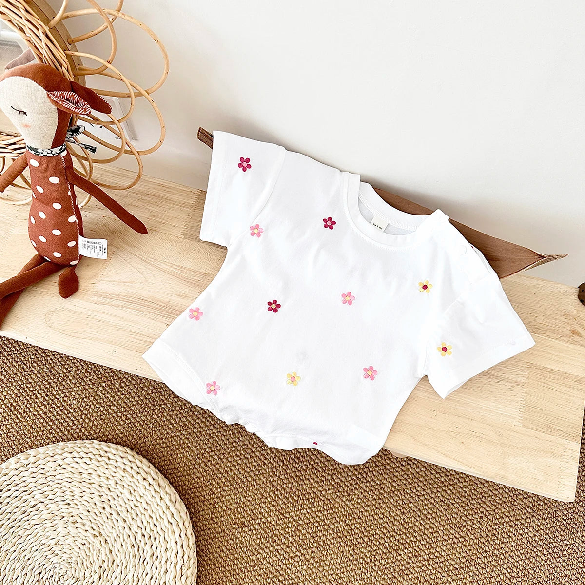 Summer Baby Romper: Floral Print Cotton Bodysuit for Girls (0-18M)