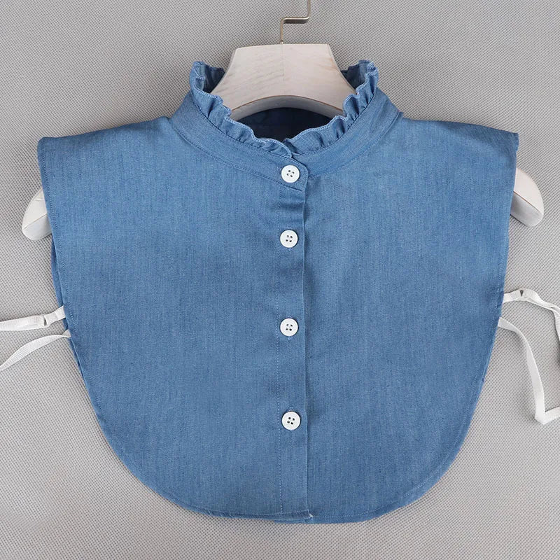 Vintage Detachable Denim Shirt Collar – Women's Faux Lapel Accessory
