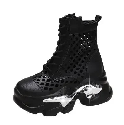 Women's Thick-Soled Wedge Heel Lace-Up Boots – Fashion Winter Vulcanized Shoes