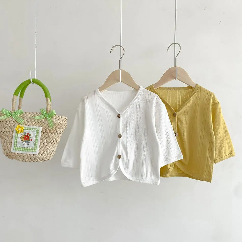 Korean Cardigan Toddler Coat: Solid Color Button-Down Outerwear for Boys & Girls