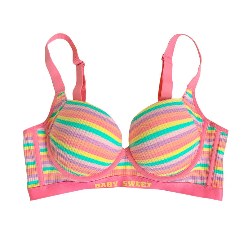 Sexy Dopamine Rainbow Bra for Women – Seamless, Steel Ring-Free, Bralette Lingerie.