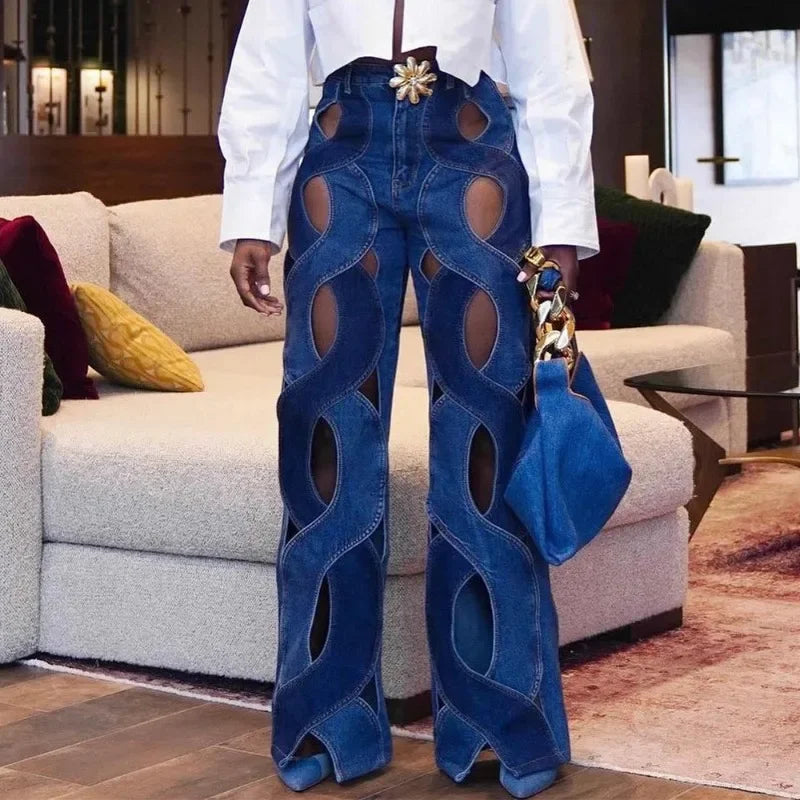 Twisted Heart Jeans – Customizable with Metal Buckle, Heart-Shaped Design.