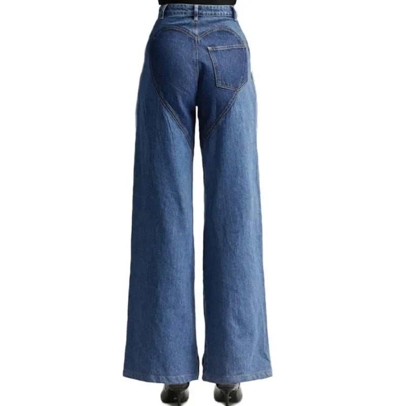 Twisted Heart Jeans – Customizable with Metal Buckle, Heart-Shaped Design.
