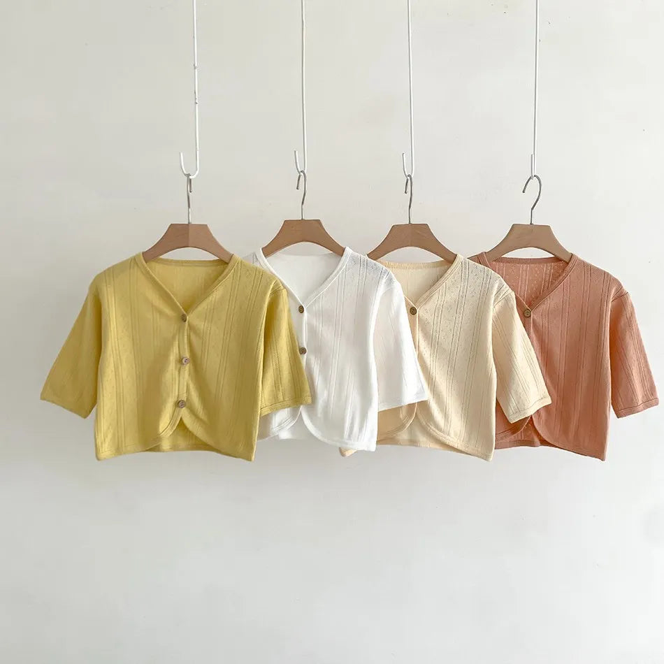 Korean Cardigan Toddler Coat: Solid Color Button-Down Outerwear for Boys & Girls