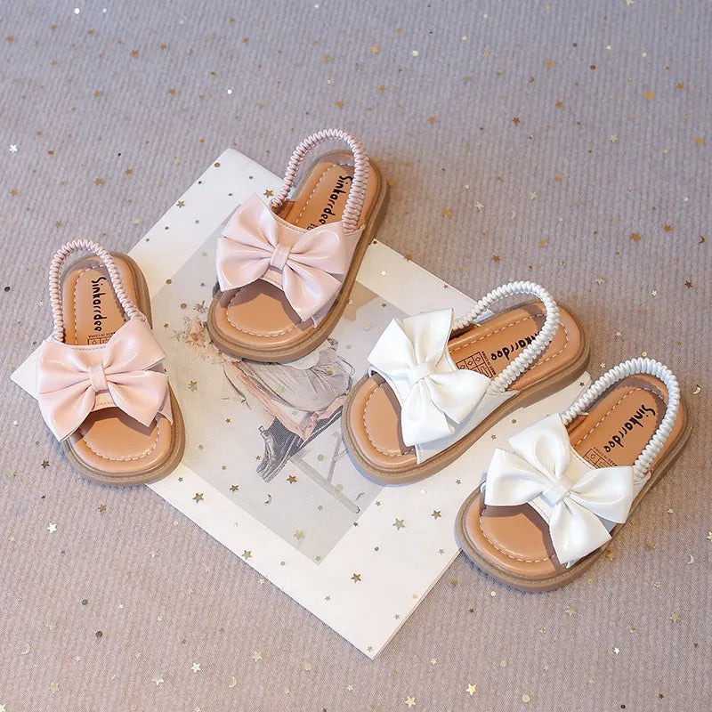 Girls' Summer Sandals – Bow Design, Open Toe, Anti-Skid Beach Shoes