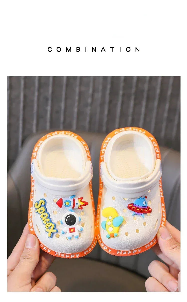 Kids' Cartoon DIY Sandals – Anti-Skid Beach Shoes for Boys & Girls