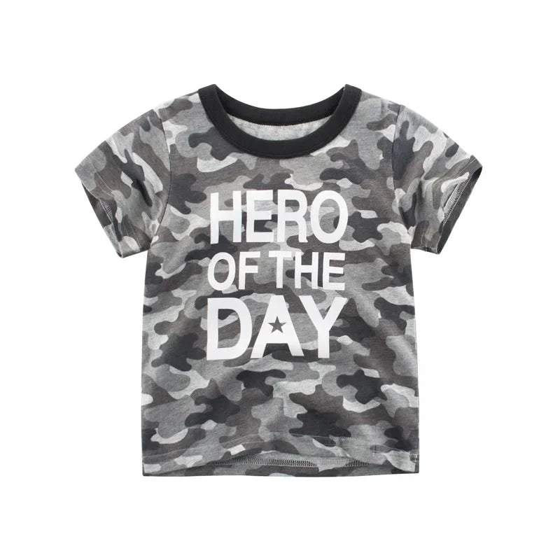 Kids’ T-Shirt – Cartoon Car Print, Short Sleeve, Cotton Tee for Boys & Girls