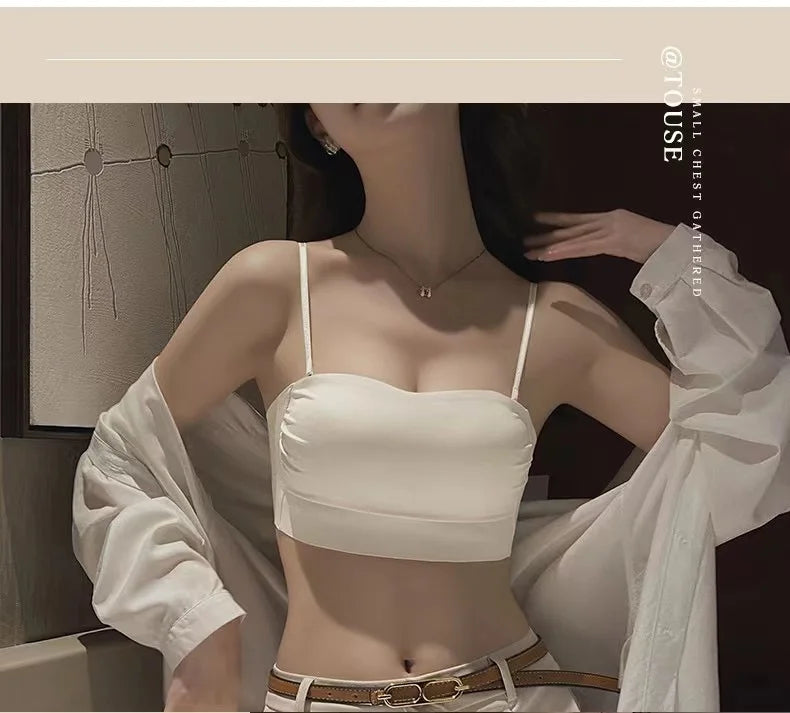 Anti-Shadow Light Bra for Women – Thin Straps, Sexy Back Vest, All-in-One for Outerwear.