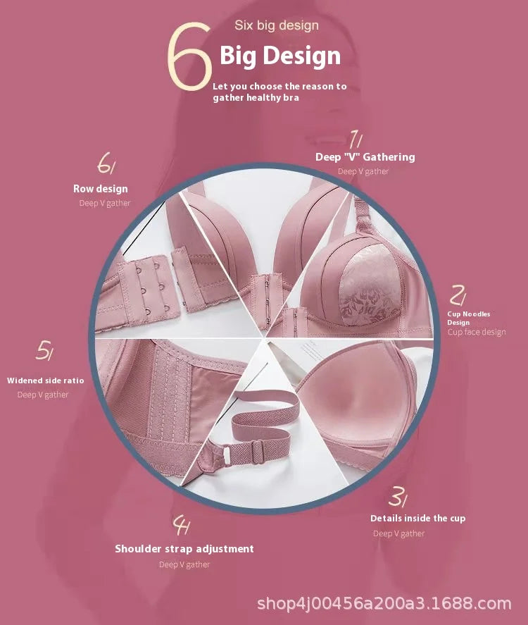Front Buckle Bra – Wireless, Anti-Sagging, Large Size, Comfortable Lining