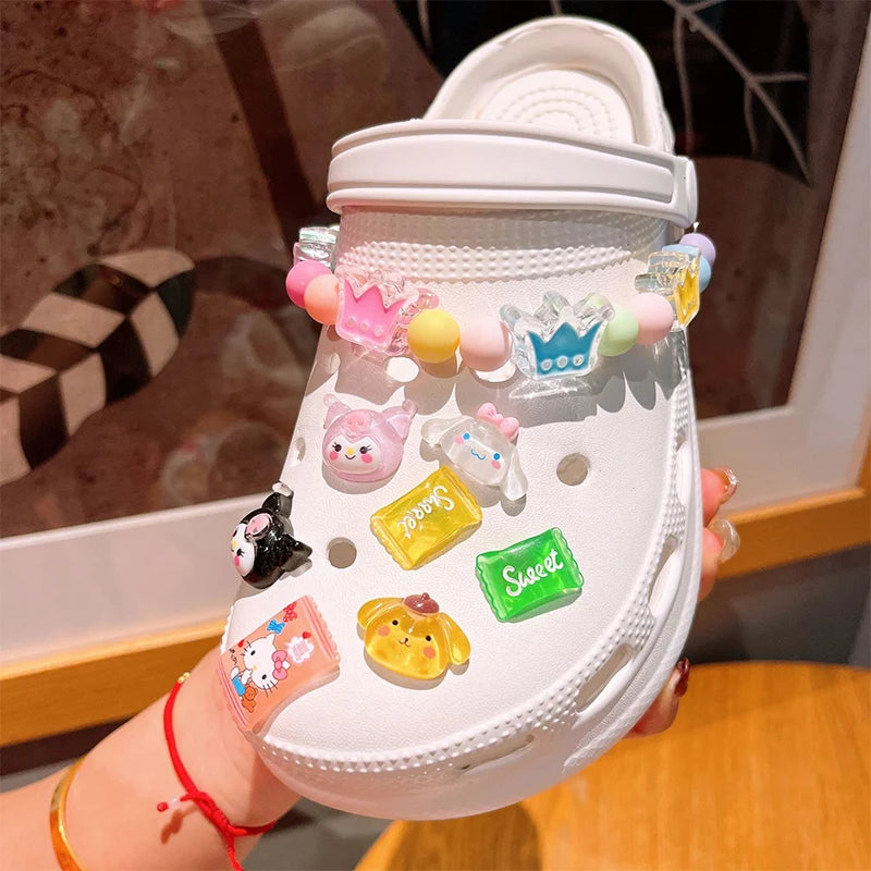 Sanrio LED Shoe Charms Set – Kuromi, Cinnamoroll, Pochacco, and More, Kawaii DIY Gift