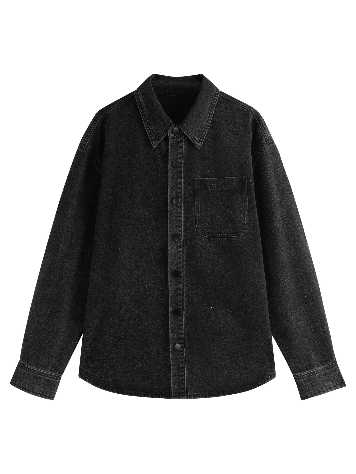 FSLE 2024 Autumn Denim Shirt Jacket for Women, Casual Fashion Top (24FS13121).