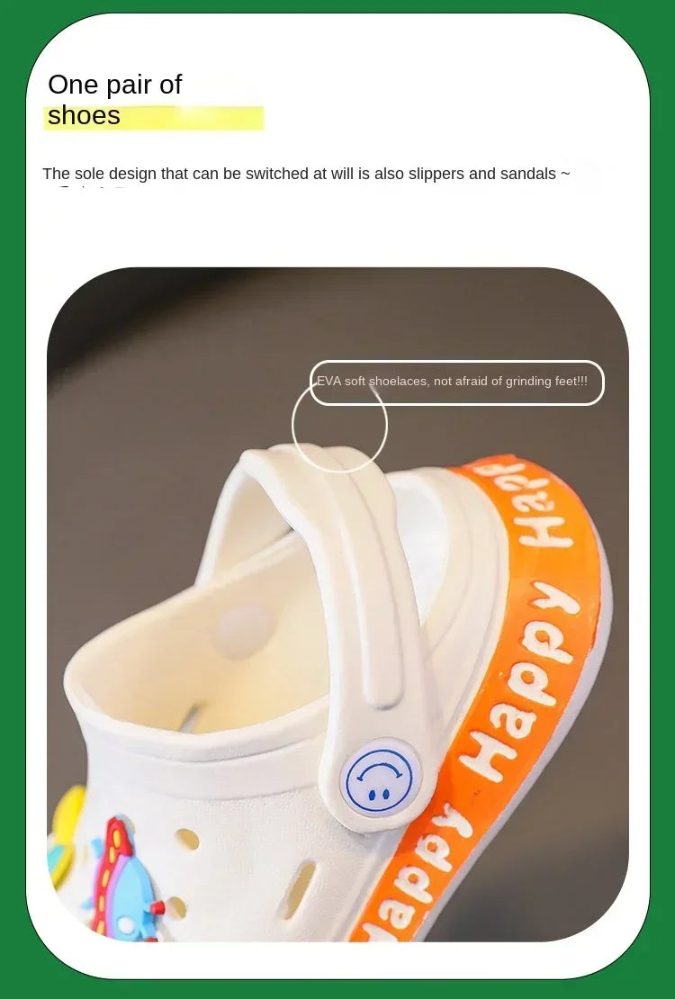 Kids' Cartoon DIY Sandals – Anti-Skid Beach Shoes for Boys & Girls