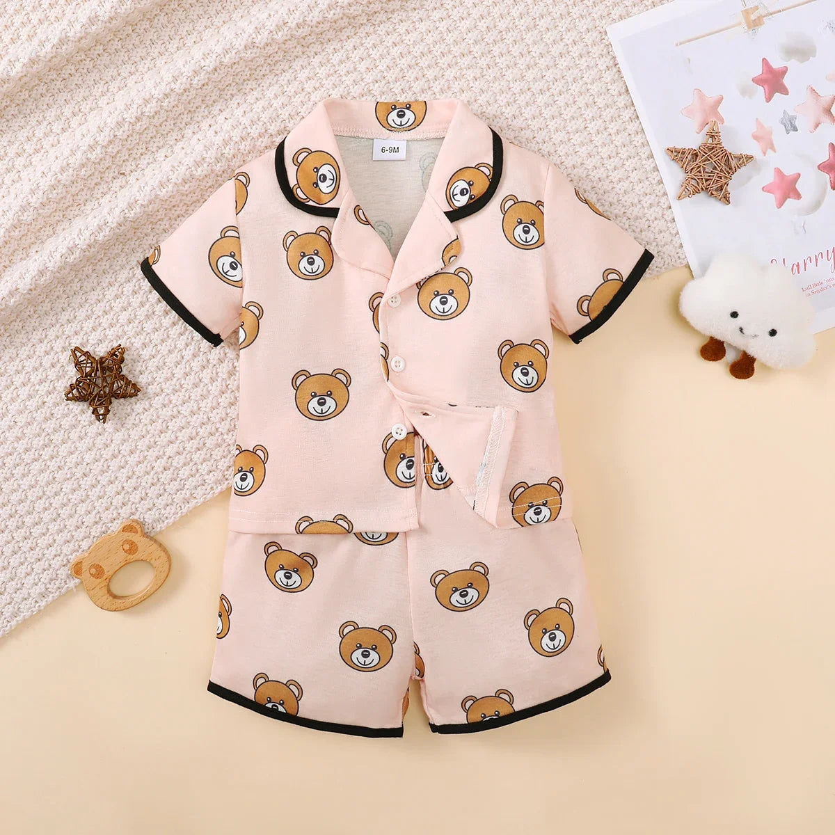0-3 Years Pajama Set: Cartoon Top & Shorts for Baby Boys & Girls (Summer)