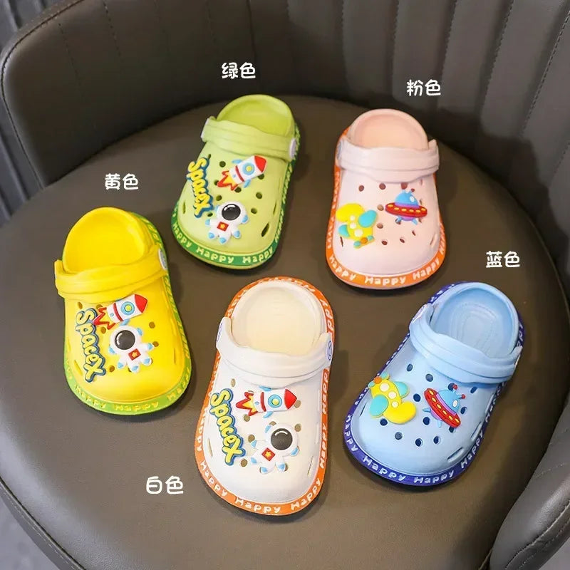 Kids' Cartoon DIY Sandals – Anti-Skid Beach Shoes for Boys & Girls