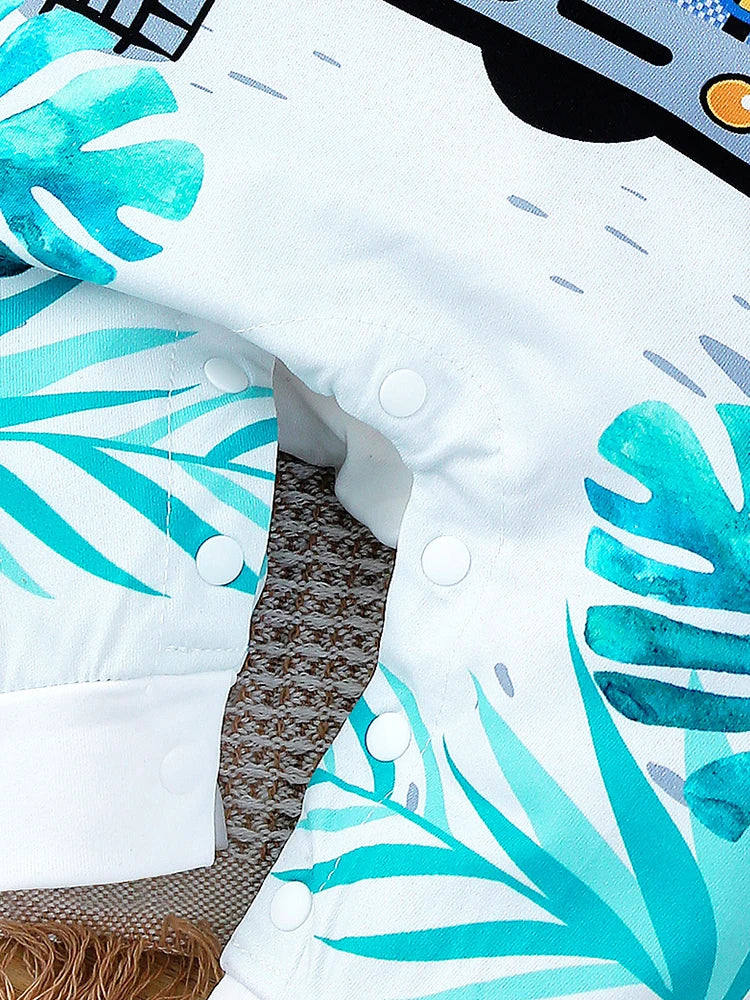Summer Baby Boy Hoodie Romper: Short Sleeve, Long Legs, Animal Print Toddler Outfit