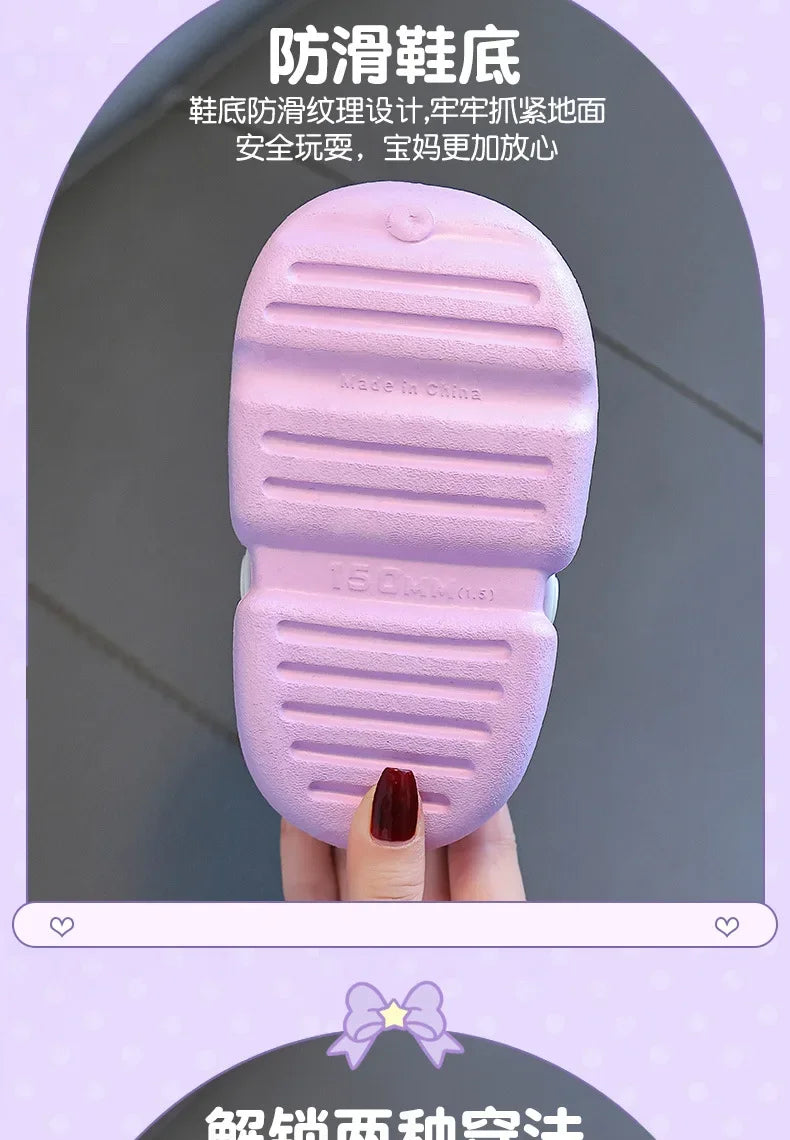 Kids' Hello Kitty & Cinnamoroll Cartoon Sandals – Cute Anti-Slip Garden & Bath Slippers