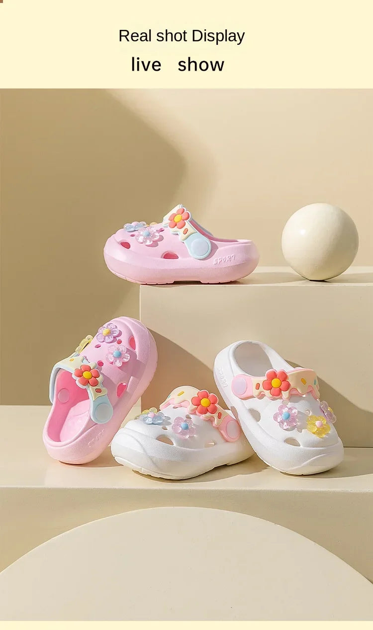 Kids' Summer Slippers – Cute Flower Soft Sole Sandals, Anti-Slip Beach Shoes