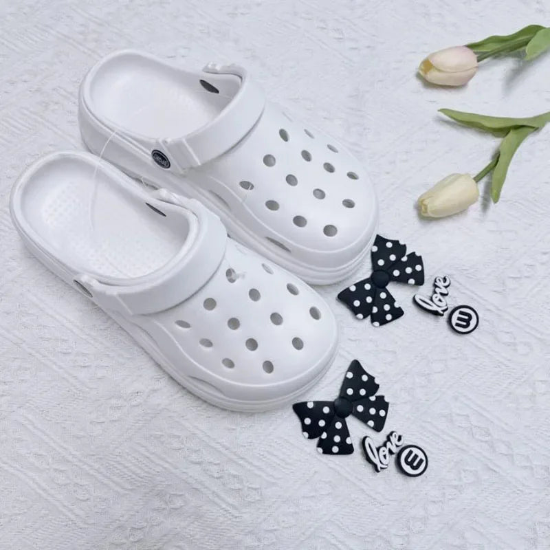Women's Clogs – New Fashion Slippers with Cute DIY Bows, Outdoor Beach Slides for Girls