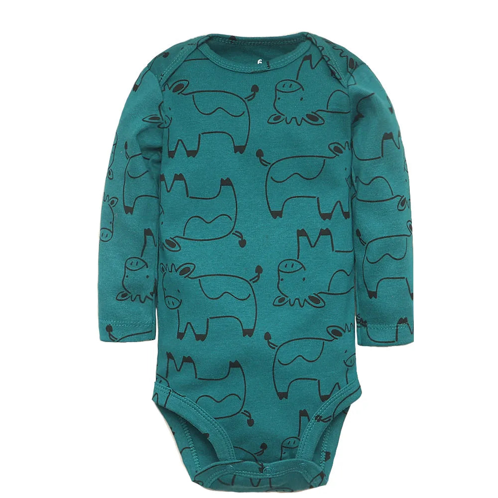 5PCS Baby Bodysuit Set: Long Sleeve Cotton Jumpsuits for Spring & Autumn (Boys & Girls)