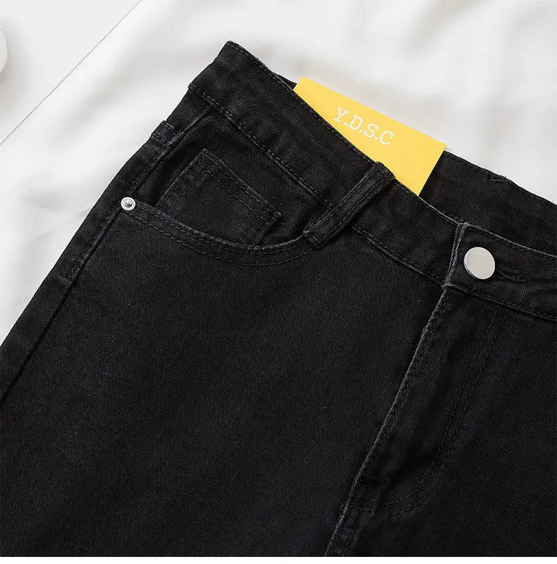 Black Grey Slimming Jeans for Women – Cropped, Slim Fit, Chic & Versatile.