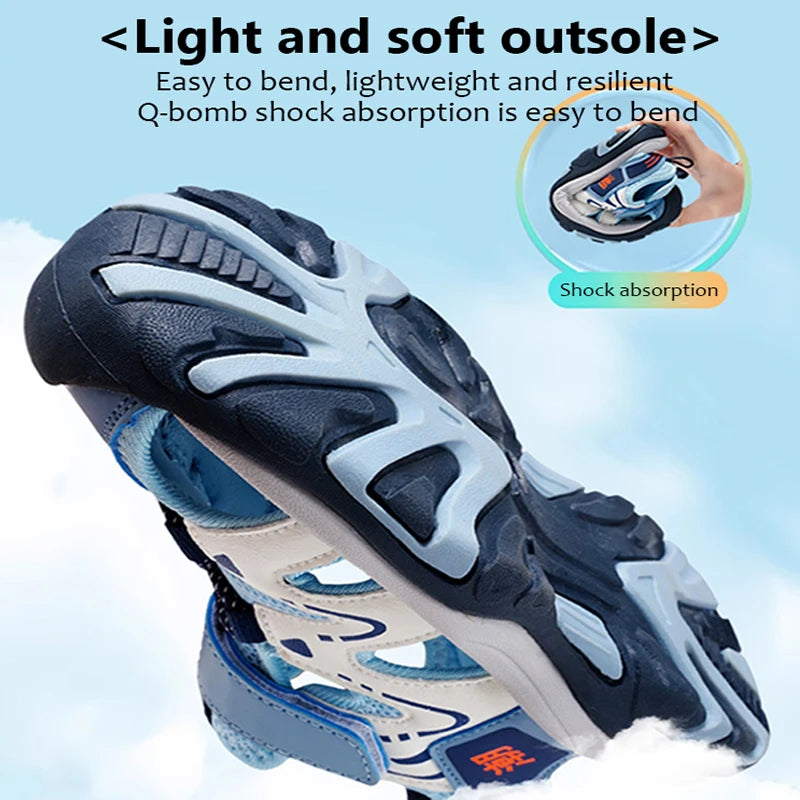 Kids' Summer Beach Sandals – Closed Toe, Anti-Bump, Breathable Soft Sole Shoes