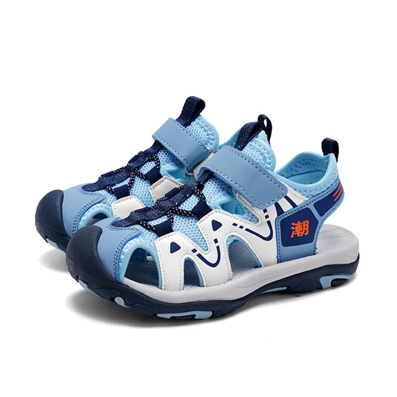 Kids' Summer Beach Sandals – Closed Toe, Anti-Bump, Breathable Soft Sole Shoes