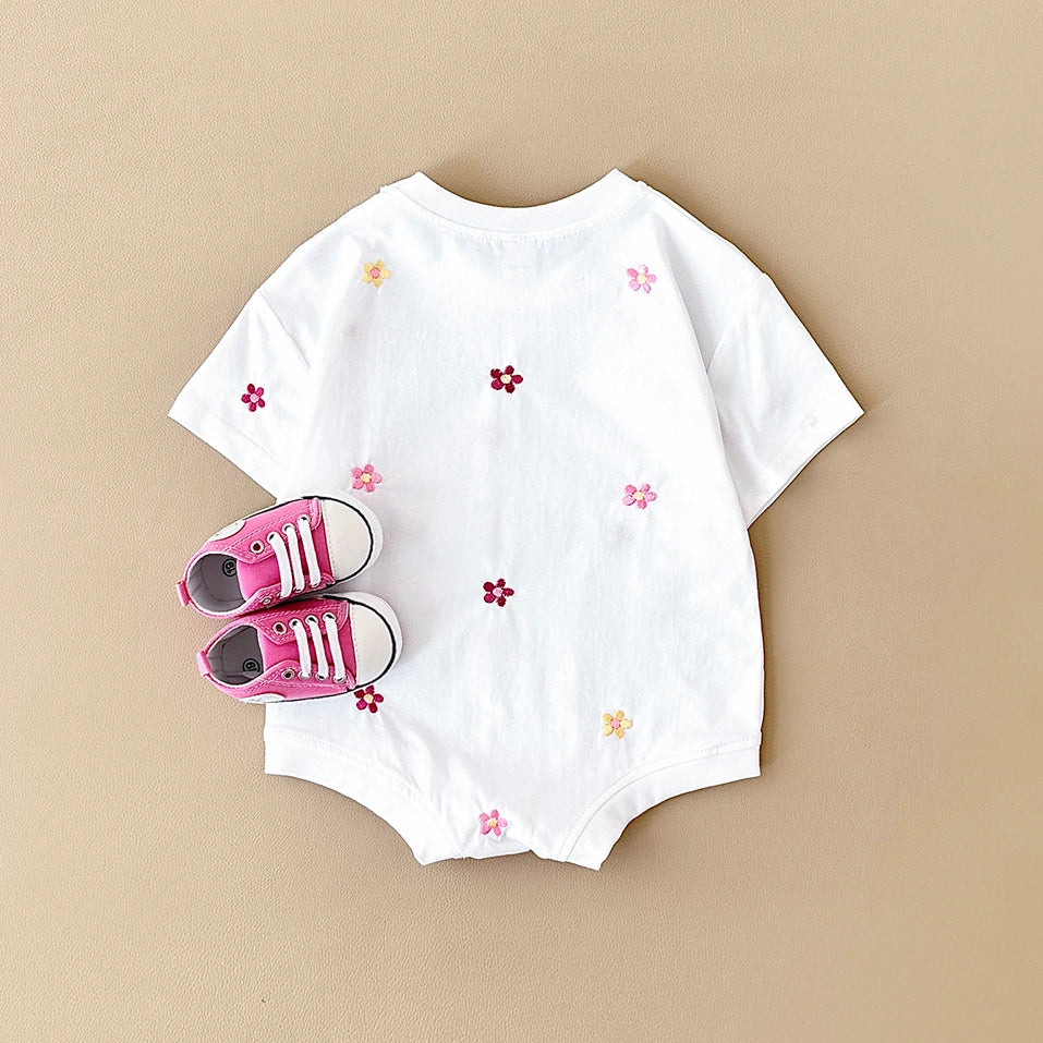 Summer Baby Romper: Floral Print Cotton Bodysuit for Girls (0-18M)