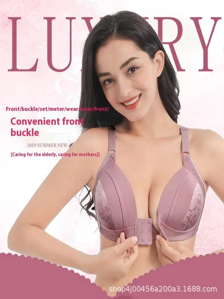 Front Buckle Bra – Wireless, Anti-Sagging, Large Size, Comfortable Lining