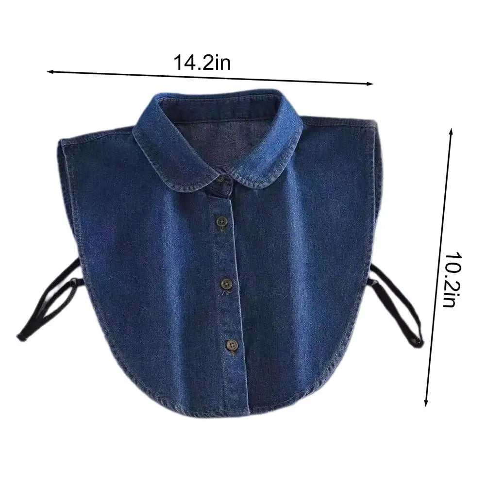 Denim Fake Collar Shirt, Women's Detachable Half Blouse, Removable Collar Accessory.