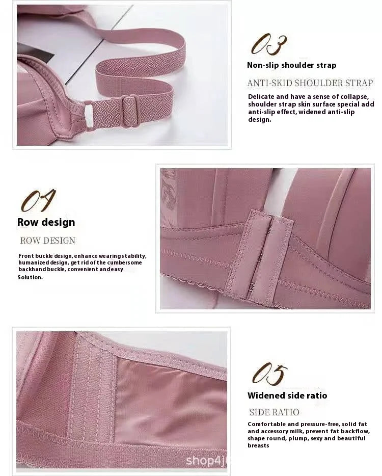 Front Buckle Bra – Wireless, Anti-Sagging, Large Size, Comfortable Lining
