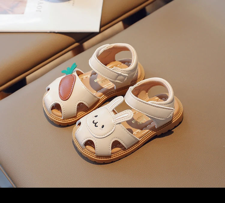 Kids Beach Shoes – Cute Cartoon Sandals for Girls, Closed Toe, Summer, Size 16–30