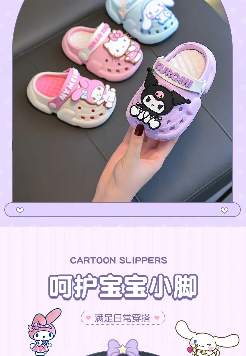 Kids' Hello Kitty & Cinnamoroll Cartoon Sandals – Cute Anti-Slip Garden & Bath Slippers