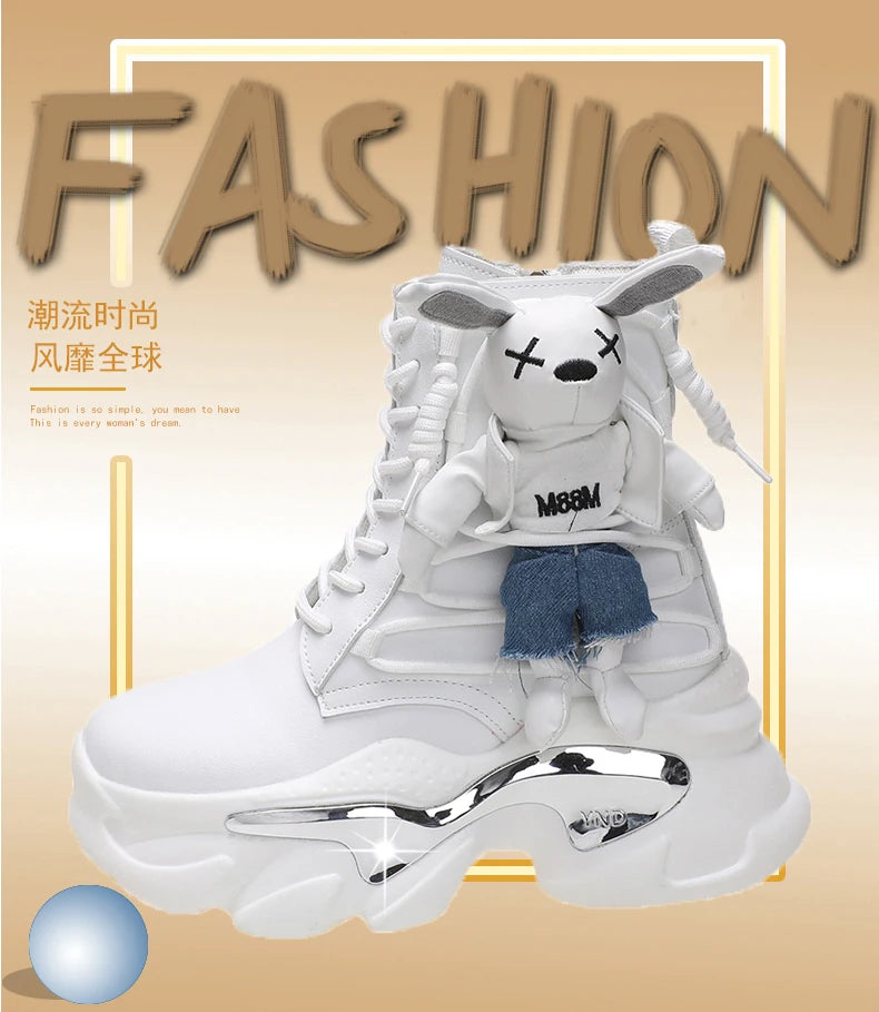 Women's Thick-Soled Wedge Heel Lace-Up Boots – Fashion Winter Vulcanized Shoes
