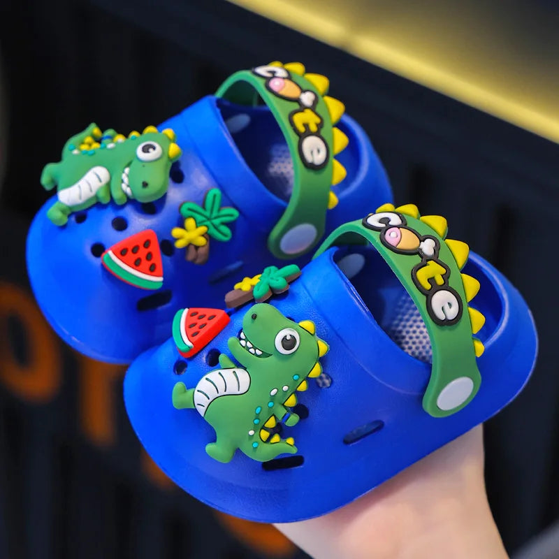 Kids' Summer Slippers – Dinosaur DIY Sandals, Soft Anti-Skid Beach Shoes